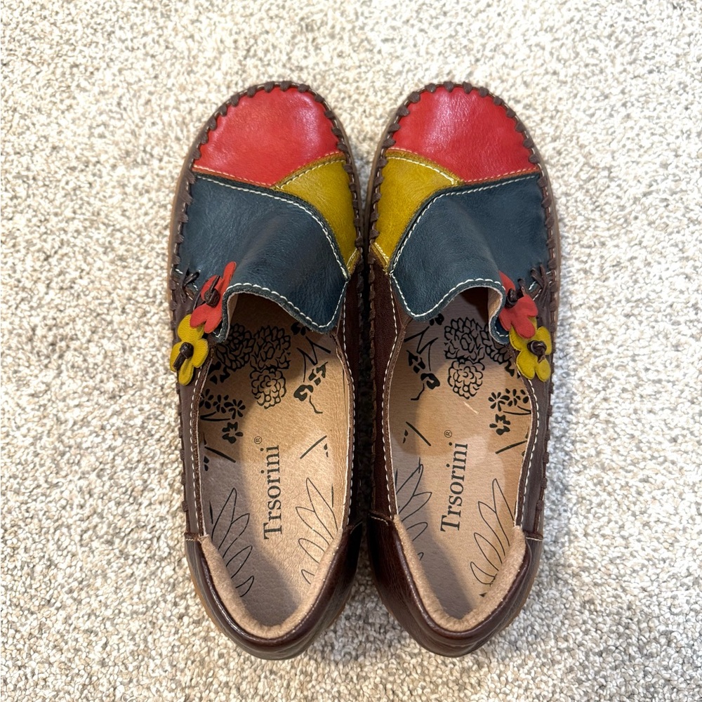 Nwot Trsorini Multicolor Patchwork Stitching Leat… - image 6